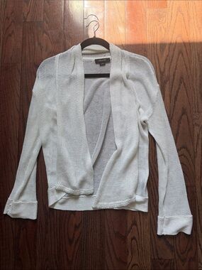 Christopher Fischer Women’s White Open-Front Knit Cardigan Sweater Size Small